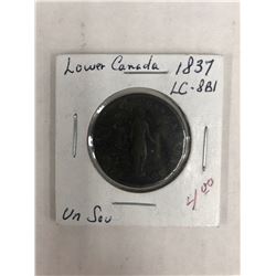 LOWER CANADA 1837 HALF PENNY