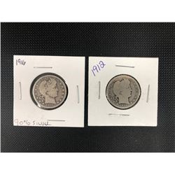 1912 + 1916 USA 25 CENTS .900 SILVER