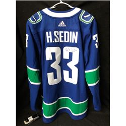 HENRIK SEDIN SIGNED VANCOUVER CANUCKS HOCKEY JERSEY (ADIDAS PRO) SIZE 52