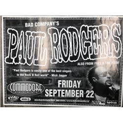 OFFICIAL PAUL RODGERS CONCERT POSTER (VANCOUVER BC)