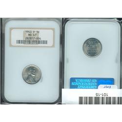 1943-D cent MS67 NGC