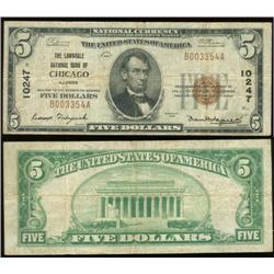 Series 1929 $5 national currency Lawndale National Bank of Chicago