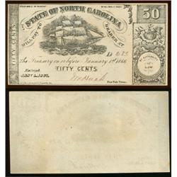 Civil War Confederate 50 cent note North Carolina 1863