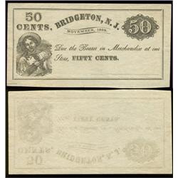 1869 Bridgeton, New Jersey 50 cent note