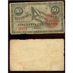 1869 Cuba 50 centavos note