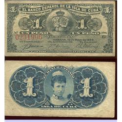 1896 Cuba 1 peso note