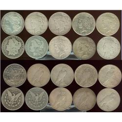Lot of (10) Morgan silver dollars