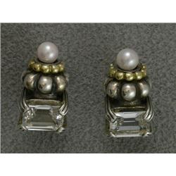 LAGOS CAVIAR WHITE TOPAZ & PEARL EARRINGS