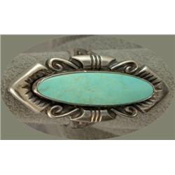 STERLING NAVAJO TURQUOISE RING, SIGNED NELSON