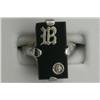 Image 1 : 14K VINTAGE ONYX & DIAMOND INITIAL RING