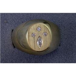 14K DIAMOND SIGNET RING