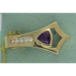 14K AMETHYST & DIAMOND SLIDE PENDANT
