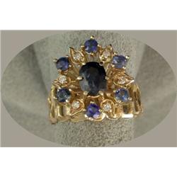 14K LADY'S SAPPHIRE AND DIAMOND RING