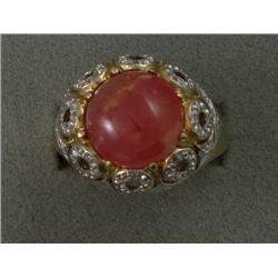 14K RHODONITE & DIAMOND RING 