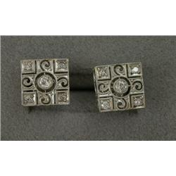 ART DECO FILIGREE DIAMOND STUD EARRINGS