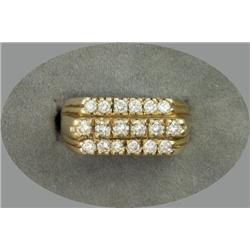 14K THREE-ROW DIAMOND BAND