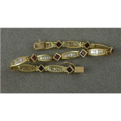 14K SQUARE RUBY & BAGUETTE DIAMOND BRACELET