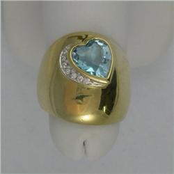 18K BLUE TOPAZ & DIAMOND HEART BAND
