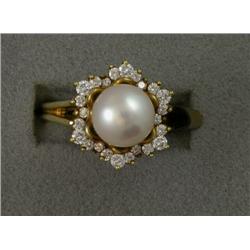 18K KURT WAYNE PEARL & DIAMOND RING