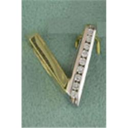 14K 2-TONE DIAMOND V SLIDE PENDANT