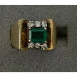 14K EMERALD AND DIAMOND RING
