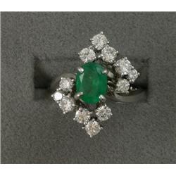14K EMERALD A& DIAMOND LADY'S RING