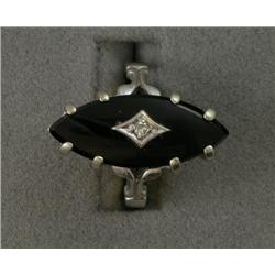 14K VINTAGE ONYX & DIAMOND RING
