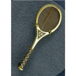 18K KURT WAYNE DIAMOND TENNIS RACQUET PIN