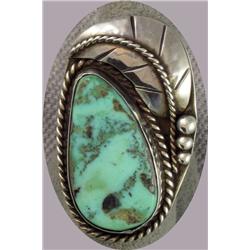STERLING NAVAJO TURQUOISE RING, SIGNED NELSON