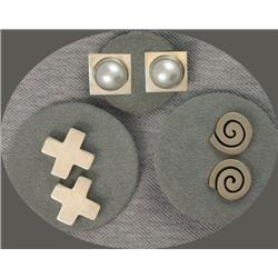 3 PR. STERLING SILVER STUD EARRINGS