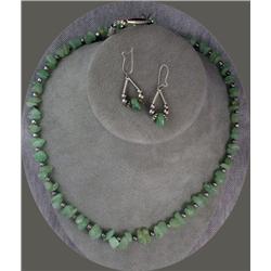 GREEN BERYL NECKLACE & EARRINGS
