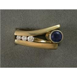 18K GAUTHIER SAPPHIRE & DIAMOND RING