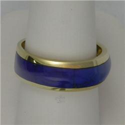 14K LAPIS INLAY GENT'S BAND