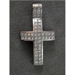 18K 6.40 CTS PRINCESS CUT DIAMOND CROSS