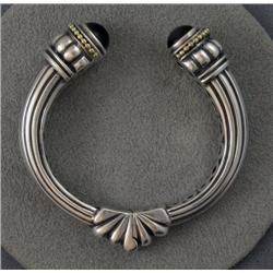 LAGOS CAVIAR BLACK ONYX HINGED CUFF BRACELET