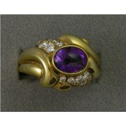 18K KURT WAYNE AMETHYST & DIAMOND RING