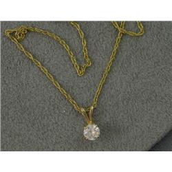 14K OLD EUROPEAN CUT DIAMOND PENDANT & CHAIN