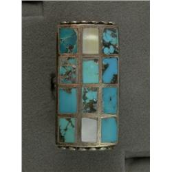 STERLING TURQUOISE & MOP INLAY RING