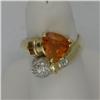 Image 1 : 14K CITRINE & PAVE' DIAMOND BYPASS RING