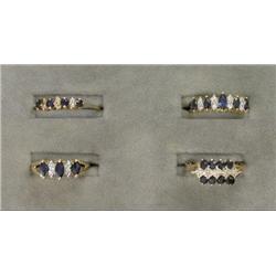 FOUR (4) LADY'S SAPPHIRE AND DIAMOND RINGS
