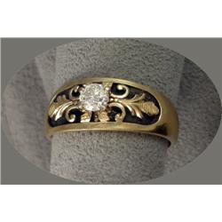 14K DIAMOND ANTIQUED WEDDING BAND