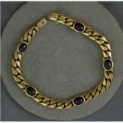 18K 8" CAB SAPPHIRE KIRB LINK BRACELET
