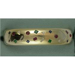 18K RUBY EMERALD SAPPHIRE & DIAMOND BAND