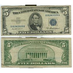 SERIES 1953 A $5.00 SILVER CERTIFICATE