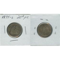 1875 S LIBERTY SEATED TWENTY CENT PIECE.