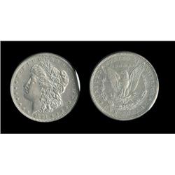 1881 Morgan Dollar AU detail; Cleaned but attractive