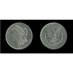 1881-o Morgan Dollar AU detail; Cleaned but attractive