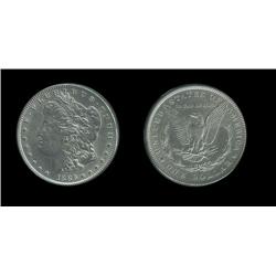 1886 Morgan Dollar AU detail; Cleaned but attractive