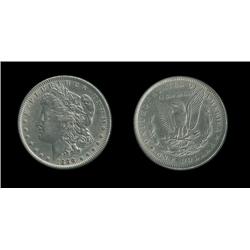 1888 Morgan Dollar AU detail; Cleaned but attractive
