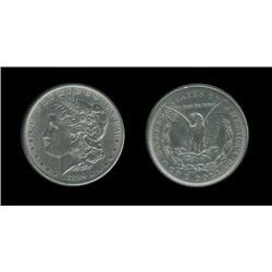 1889 Morgan Dollar AU detail; Cleaned but attractive